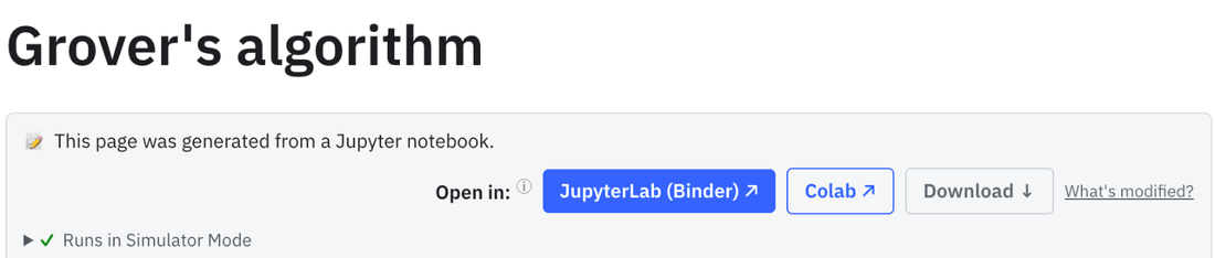 Bahagian atas halaman tutorial: Buka dalam JupyterLab (Binder), Colab atau Muat turun.